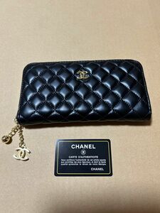 CHANEL 長財布 ラウンドファスナー ブラックノベルティ