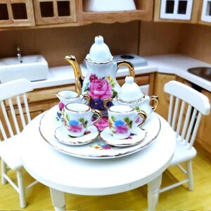  miniature tea cup set 1/6 size doll house Dolphy - genuine article ceramics Showa Retro 