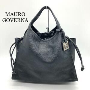 【極美品】 MAURO GOVERNA ハンドバッグ フォーマル ブラック 巾着