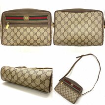 ◆オールドグッチ GUCCI◆シェリーライン 56.02.087 ショルダーバッグ ブラウン ベージュ GG柄 PVC レザー レディース ヴィンテージ_画像2