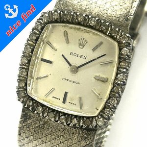 稼動品◆ロレックス ROLEX◆プレシジョン PRECISION 2611 手巻き 腕時計 レディース ウォッチ シルバー文字盤 18K WG アンティーク