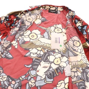 ■ ディースクエアード セットアップ パジャマシャツ パンツ Cherry Blossom 総柄 シルク レディース 38 レッド系の画像3