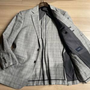 春夏リネン素材◇グレンチェック『バーバリーロンドン/BURBERRY LONDON』裏地ロゴ総柄 テーラードジャケット(BB5/M-L位)サラッとした着心地の画像1