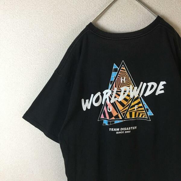 Y1 HUF ハフ　ブラックTシャツ　WORLDWIDE Lサイズ　スケーターレディース