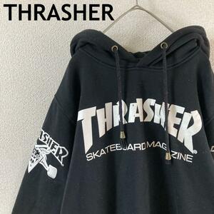 O3 THRASHERスラッシャー　スウェットパーカー　黒　スケーターXLメンズ