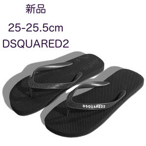 【新品・40サイズ・イタリア発】DSQUARED2・黒ビーチ サンダルの画像1