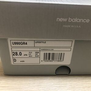 新品未使用 サイズ28cm / US10 D New Balance / ニューバランス Made in USA 990 v4 GR4 U990GR4 GRAY USA製 スニーカー グレー の画像10