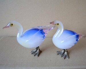 ★ガラス工芸品　鳥の置物　ペア　保管品