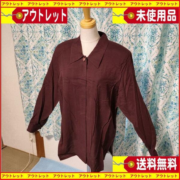 新品jasmi ジャスミ （シルク絹100％）レディースシャツ（M）送料無料　昭和レトロな雰囲気が素敵です！　