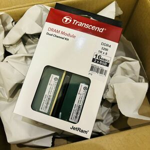 【１円～】未開封[Transcend] 16GB KIT JM DDR4 3200Mhz U-DIMM 1Rx8 1Gx8 CL22 1.2V (JM3200HLB-16GK)