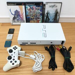 【中古品】PS2 プレイステーション2 SCPH55000 セラミックホワイト 限定品 動作品 本体 コントローラー ケーブル メモリーカード ソフト付