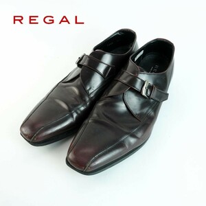 REGAL リーガル 26.5 ドレスシューズ モンクストラップ バックル 革靴 レザー ブラウン /NC28