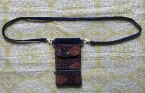 * hand made Indigo . tree cotton . color . flower smartphone shoulder smartphone pochette mobile pochette coin s Roo *