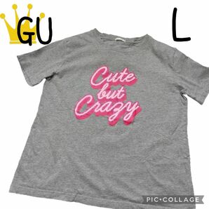 ⑩9【GU】ジーユー　Tシャツ　レディース　グレー　Ｌ　半袖　綿　コットン