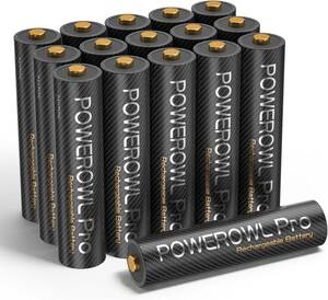 16 piece single 4 shape POWEROWL single four battery rechargeable Pro Nickel-Metal Hydride battery 16 piece high capacity 1100mAh, nature discharge suppression, environment protection, approximately 120