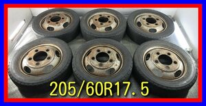 ■中古タイヤホイール■　17.5インチ 5.25J +115 5H 208 BRIDGESTONE R202 205/60R17.5 111/109L LT 三菱系 6本 激安 送料無料 K209