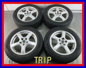 ■中古タイヤホイール■　BRIDGESTONE TRIP アルミホイール 16インチ 6.5J +46 5H 114.3 DUNLOP WM02 205/55R16 91Q 激安 送料無料 K215