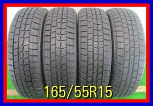 ■中古タイヤ■　165/55R15 75Q DUNLOP WINTERMAXX WM01 ワゴンR N-BOX ミラ ムーブ タント等 15インチ 冬タイヤ 激安 中古 送料無料 B480