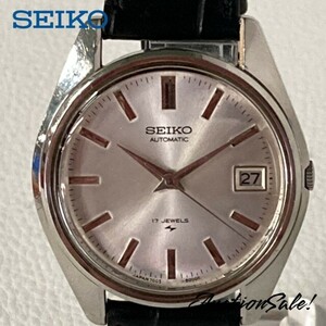 【可動品】SEIKO セイコー オートマチック デイデイト 17石 レザ―ベルト:黒 文字盤色:シルバー 7005-8000