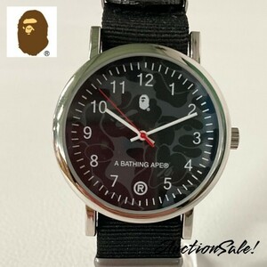 [ moveable goods ]A BATHING APE A Bathing Ape wristwatch black face quarts 