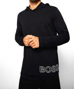 Hugo Boss Mens Identity Long Sleeve Lounge Black Stretch Cotton T-shirt Medium 海外 即決