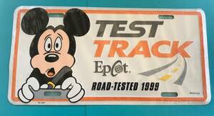 SCARED MICKEY CAST MEMBER TEST TRACK 1999 METAL LICENSE PLATE DISNEY NEW SEALED 海外 即決