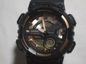 Casio AEQ-110BW-9AV Black and Gold Case with Black Resin Strap Men’s Wristwatch 海外 即決