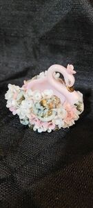 Vintage Lefton China Swan Dish With Flowers Pink/White/Gold Accents Capodimonte 海外 即決