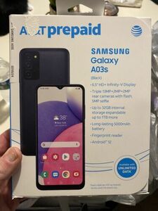 AT&T Samsung Galaxy A03s Black Prepaid Smartphone 6.5” HD+ 13MP 32GB NEW SEALED! 海外 即決