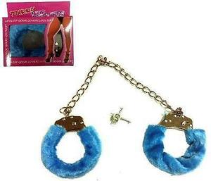 BLUE FUR LINED LEG CUFFS restraints fun novelty lock 2 KEYS love new fuzzy legs 海外 即決