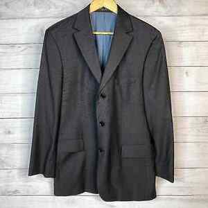 Hugo Boss Blue Black Virgin Wool Notch Collar Blazer Jacket Men's Size 40R 海外 即決