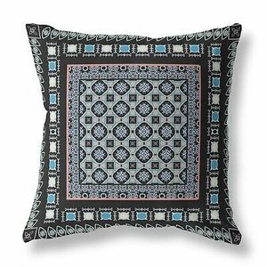 16" X 16" Black And Blue Floral Zippered Suede Throw Pillow 海外 即決