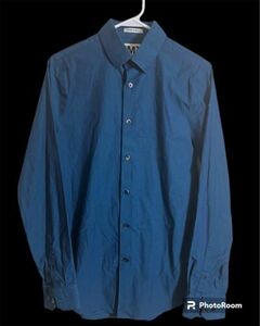 Express Mens Shirt Small 1MX Extra Slim Fit CollaredCasual Button Up Cobalt Blue 海外 即決