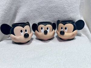 Vintage Applause Inc 3D Disney Mickey Mouse Head Face w/ ears Plastic Cup Mug 海外 即決