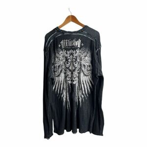 Vintage Y2K Affliction Cross Wing Grunge MC Reversible Long Sleeve Size XXL 海外 即決