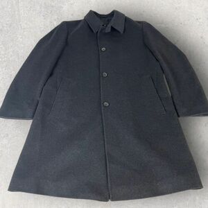 Hugo Boss Jacket Trench Coat Mens 44R Wool Cashmere Black Strap Collar R4 海外 即決