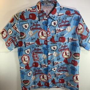 St Louis Cardinals Shirt Button Retro Logos Light Blue Short Sleeve Men XL S103 海外 即決