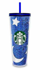 New Collectible Disney Starbucks Blue Sorcerer Mickey Moon & Stars 24oz Tumbler 海外 即決
