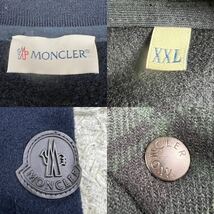 極希少XXL!!!モンクレール『極暖の宝物』MONCLER ブルゾン レザーロゴワッペン 牛革 カウレザー 限定◎ ウール ニット 切替 ネイビー 秋冬_画像7