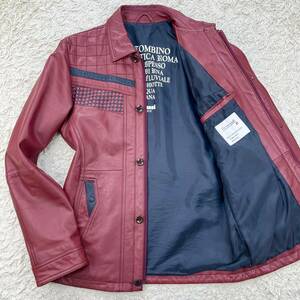  unused class!!! rose si[ emperor. ..]barassi rider's jacket 46 L sheep leather ram leather lining total pattern quilting illusion one class goods * knitting red spring 