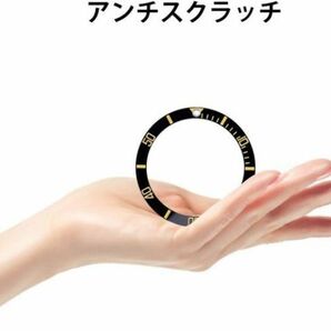 送料無料…ROLEX ロレックス サブマリーナ セラミック ベゼル 腕時計 ダイバーウォッチベゼル インサート (ブラック/ゴールド）社外品の画像6