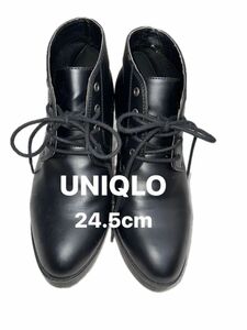 UNIQLO ブラックレースアップレディースショートブーツ