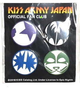 缶バッジセット 4種 KISS ARMY JAPAN OFFICIAL FAN CLUB キッス アーミー ジャパン ファンクラブ gene simmons paul stanley bruce kulick