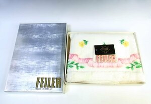 ◆未使用(保管品)◆FEILER◆マット◆50×80cm◆花柄×アクリル100%◆アイボリー系◆フェイラーBOX付◆