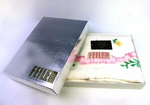 ◆未使用(保管品)◆FEILER◆マット◆50×80cm◆花柄×アクリル100%◆アイボリー系◆フェイラーBOX付◆