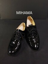 ★極美品 MIHAMA ミハマ ビジネス カジュアル シューズ 24cm ブラック 正規品 靴 黒 メンズ 横浜 元町 黒 エナメル 靴 LES CHAUSSURES 革靴_画像1