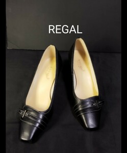 * ultimate beautiful goods REGAL Reagal leather original leather lady's pumps high heel belt design regular goods shoes woman shoes approximately 23.0cm black black 