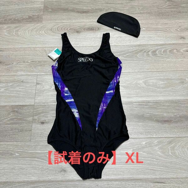 【美品】SPEEDOレディース競泳水着　XL ＋ SPEEDO スイムキャップ　