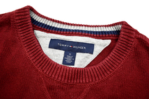 Y-7174★美品★TOMMY HILFIGER トミーヒルフィガー★正規品 胸ロゴ刺繍 ボルドー 長袖 綿 コットン ニット セーター Ｍ _画像4