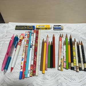 鉛筆　色鉛筆　シャープペンシル　消しゴム　文房具　筆記具　まとめ売り　中古